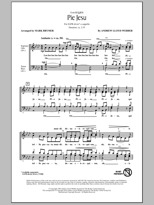 Mark Brymer Pie Jesu (from Requiem) Sheet Music