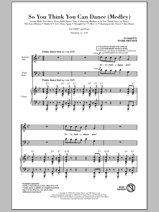 Mark Brymer So You Think You Can Dance (Medley) Sheet Music