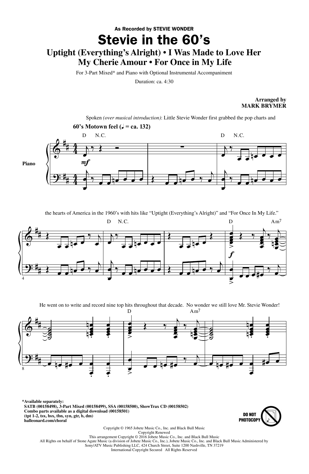 Mark Brymer Stevie In The 60's Sheet Music