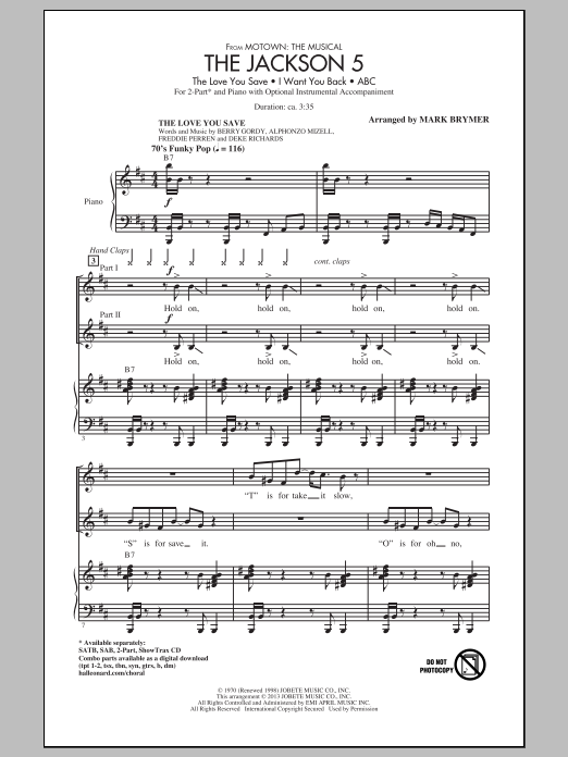 Mark Brymer The Jackson 5 (from Motown the Musical) Sheet Music
