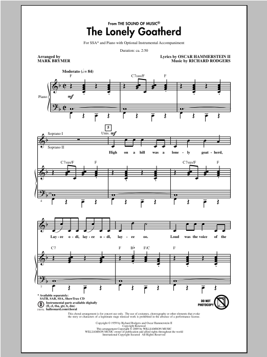 Mark Brymer The Lonely Goatherd (from The Sound of Music) Sheet Music