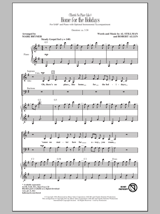 Mark Brymer (There's No Place Like) Home For The Holidays Sheet Music
