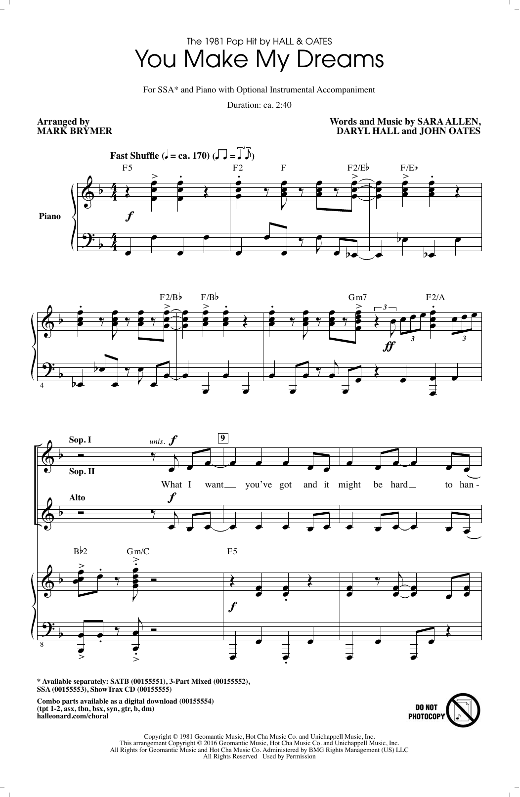 Mark Brymer You Make My Dreams Sheet Music