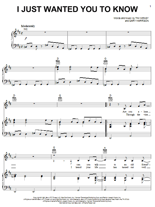Mark Chesnutt I Just Wanted You To Know Sheet Music