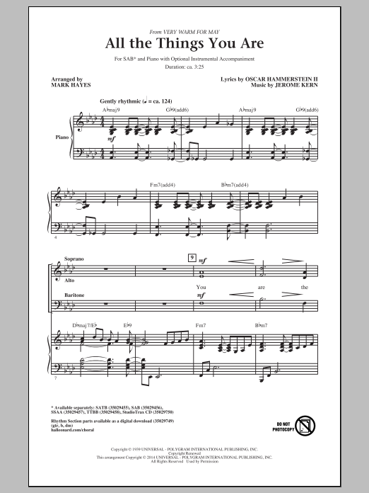 Mark Hayes All The Things You Are Sheet Music