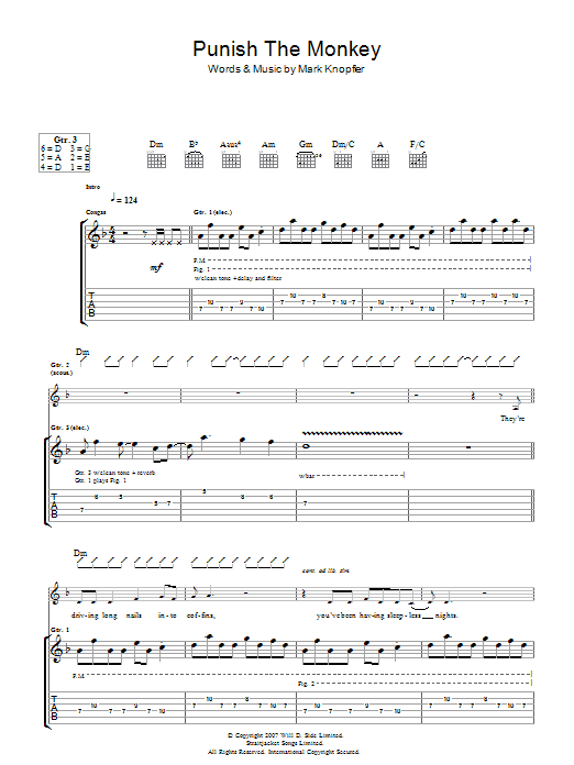 Mark Knopfler Punish The Monkey Sheet Music