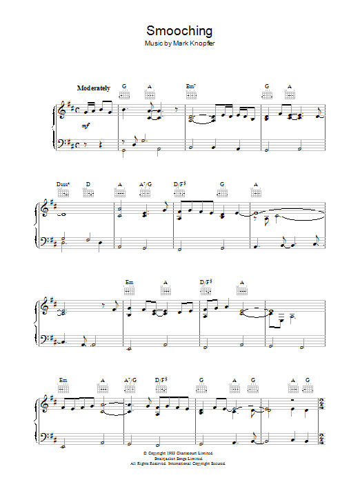 Mark Knopfler Smooching (from Local Hero) Sheet Music