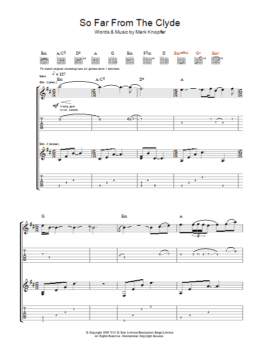 Mark Knopfler So Far From The Clyde Sheet Music