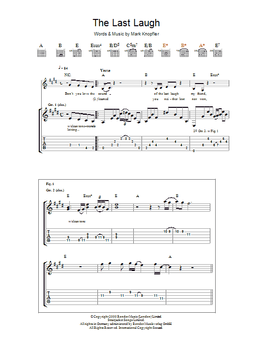 Mark Knopfler The Last Laugh Sheet Music