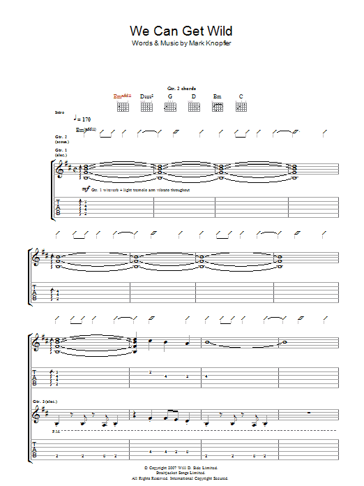 Mark Knopfler We Can Get Wild Sheet Music