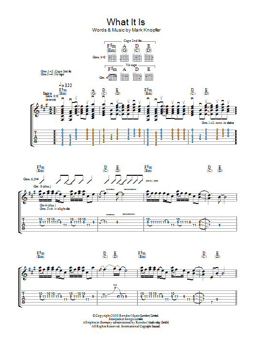 Mark Knopfler What It Is Sheet Music