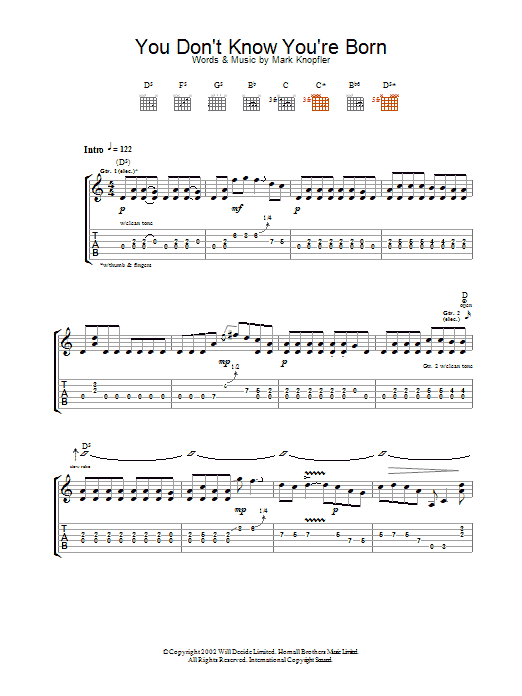 Mark Knopfler You Don't KnowYou're Born Sheet Music