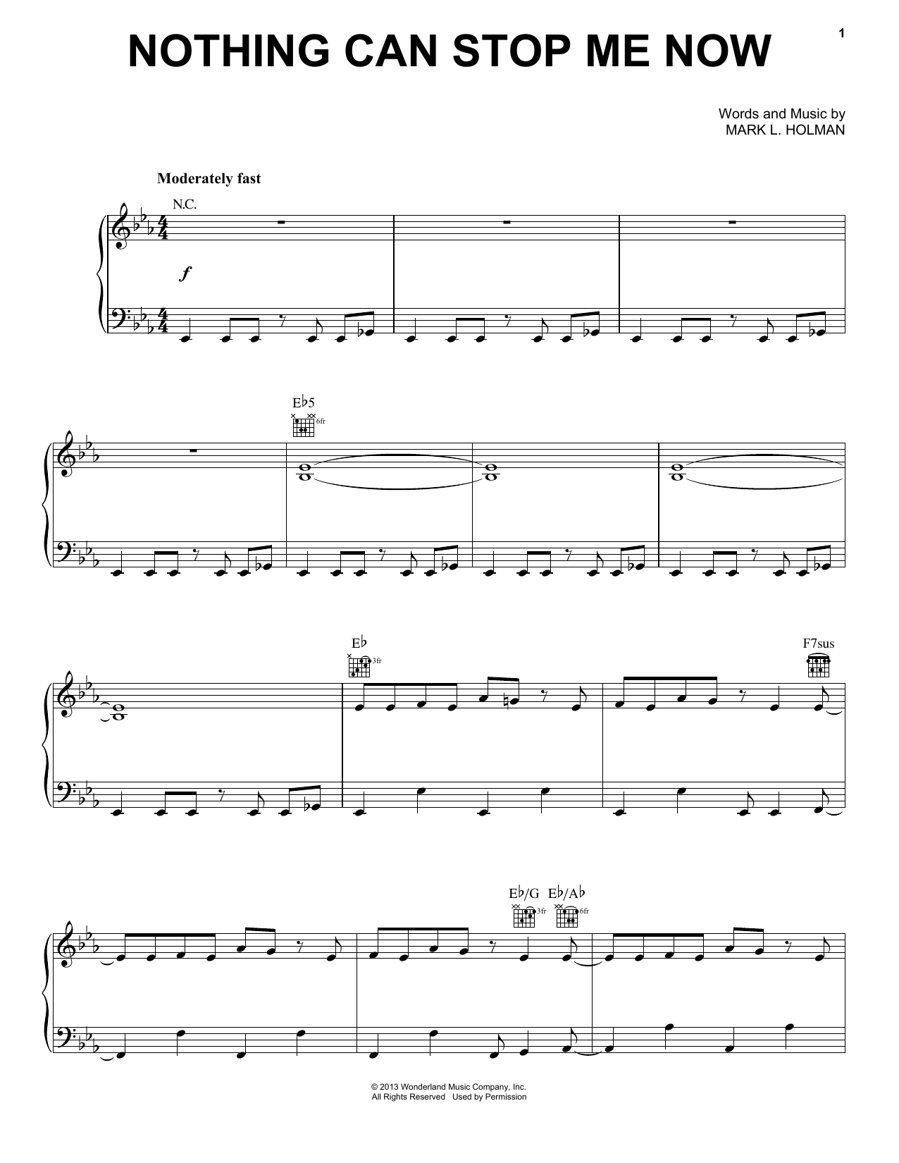 Mark Mancina Nothing Can Stop Me Now Sheet Music