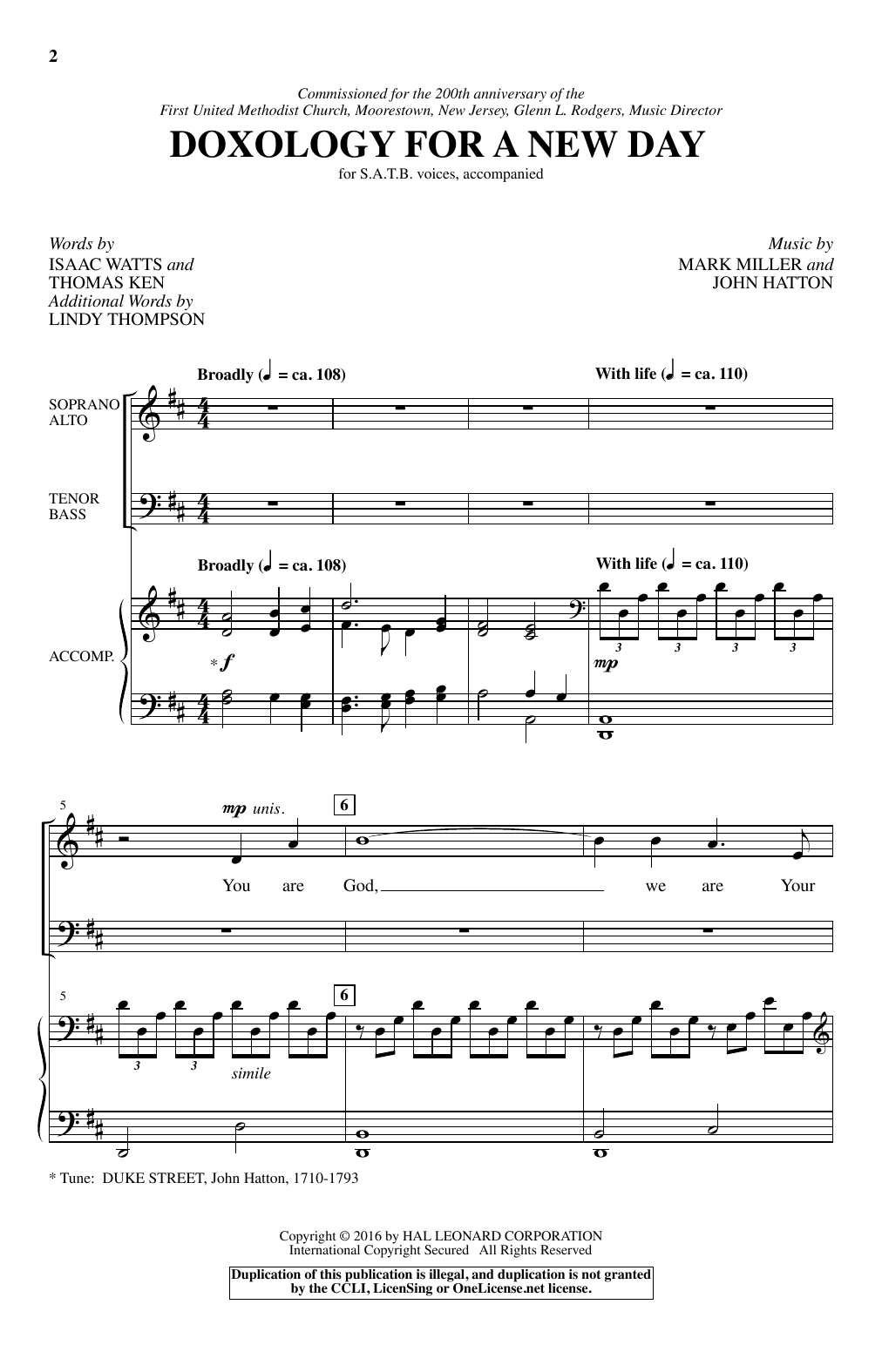 Mark Miller Doxology For A New Day Sheet Music