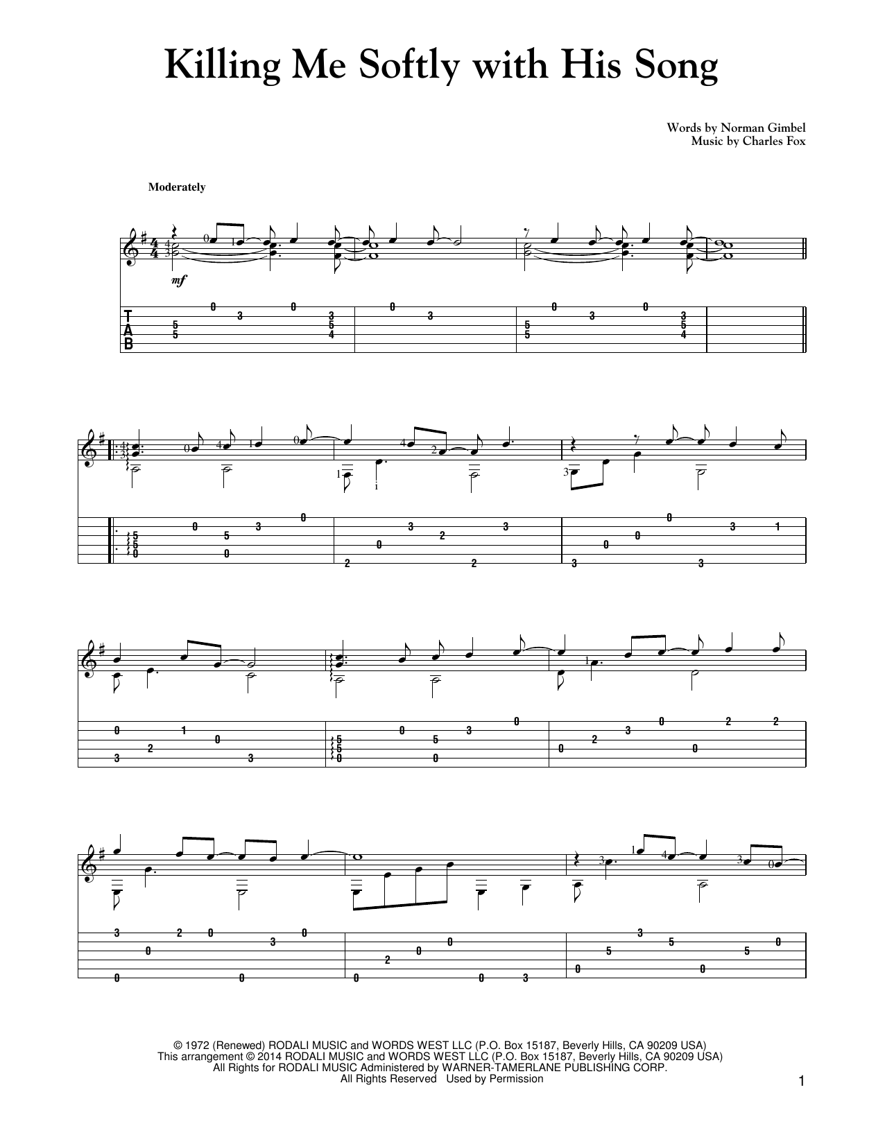 Mark Phillips Killing Me Softly With His Song Sheet Music