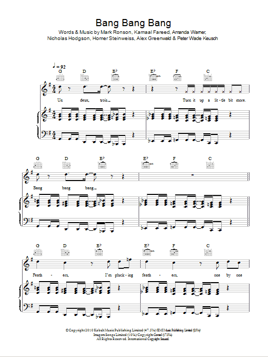 Mark Ronson & The Business Intl. Bang Bang Bang Sheet Music
