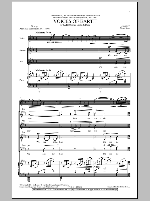 Mark Sirett Voices Of Earth Sheet Music