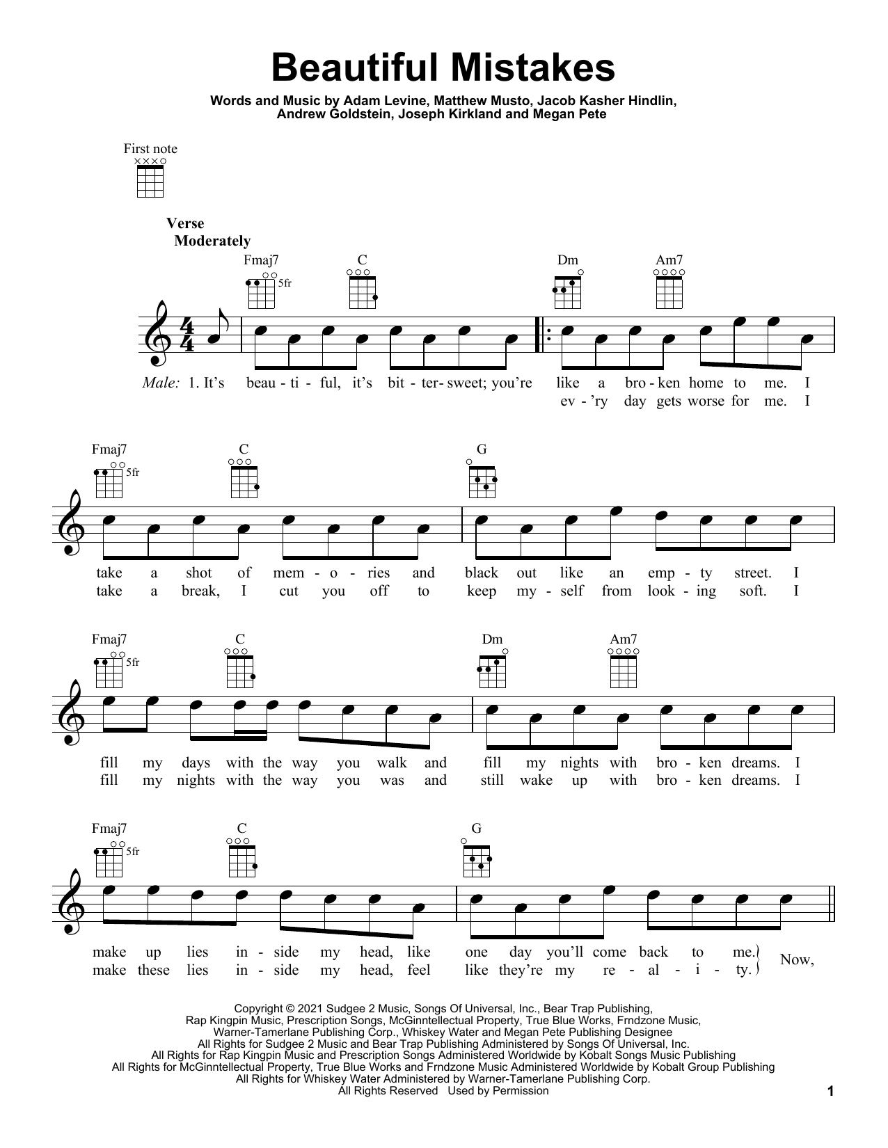 Maroon 5 Beautiful Mistakes (feat. Megan Thee Stallion) Sheet Music