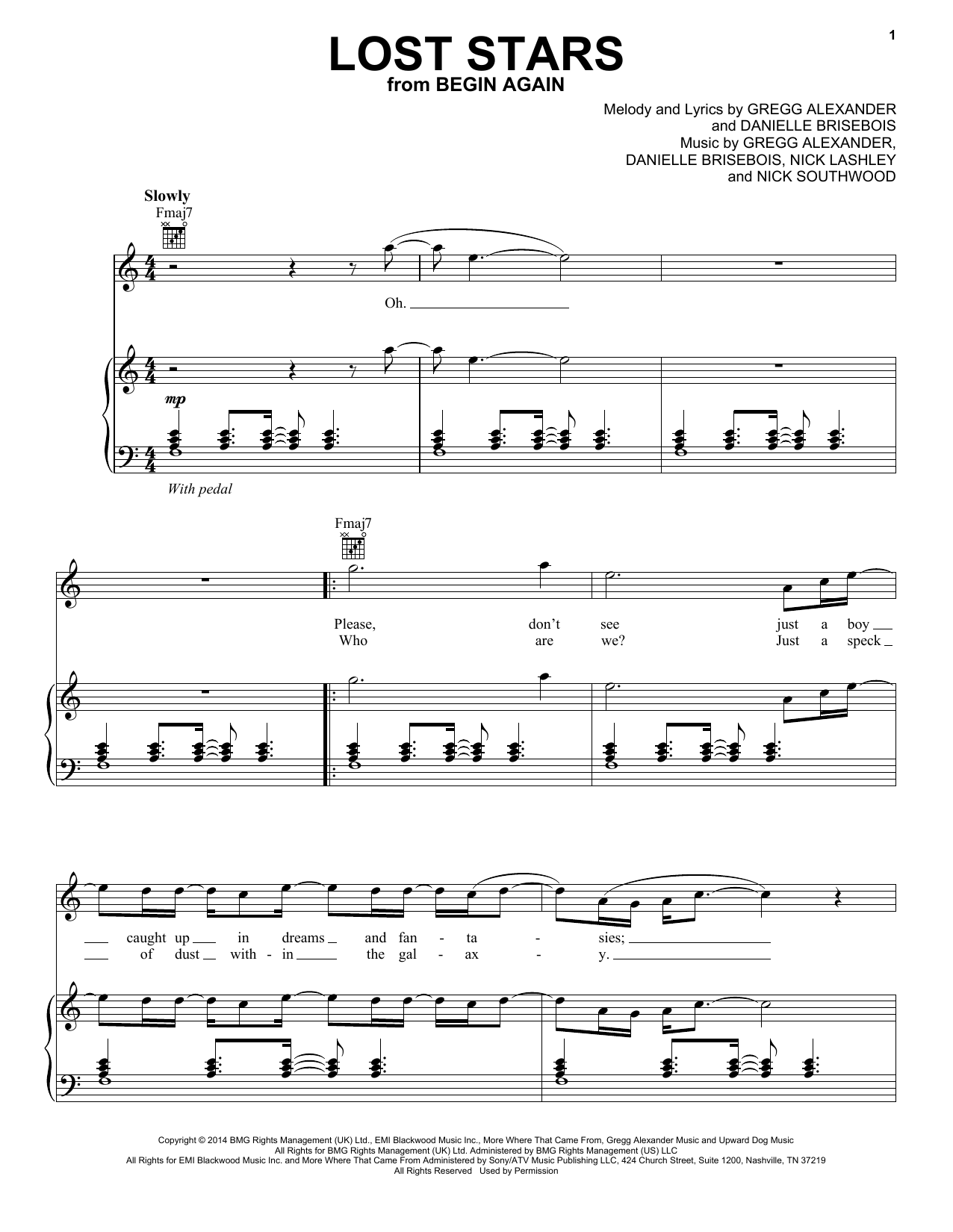Maroon 5 Lost Stars Sheet Music