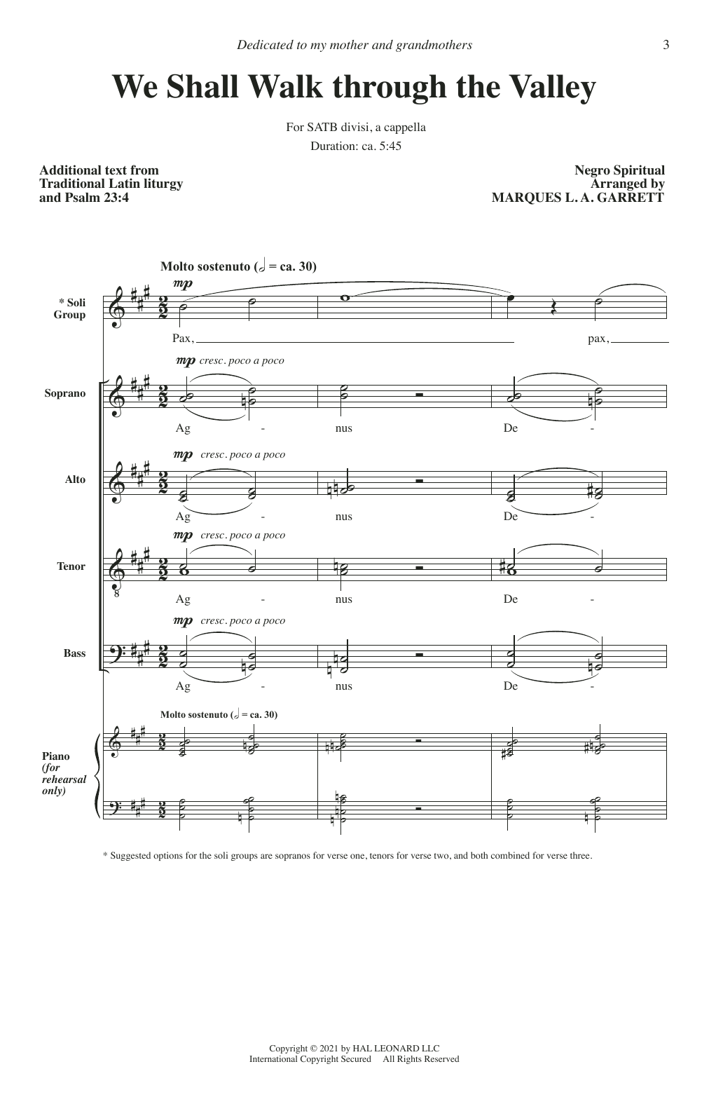 Marques L.A. Garrett We Shall Walk Through The Valley Sheet Music