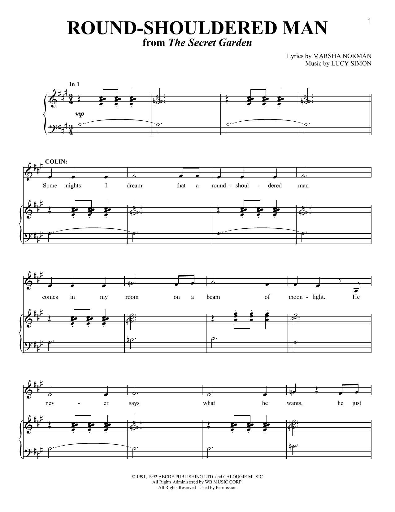 Marsha Norman Round-Shouldered Man Sheet Music