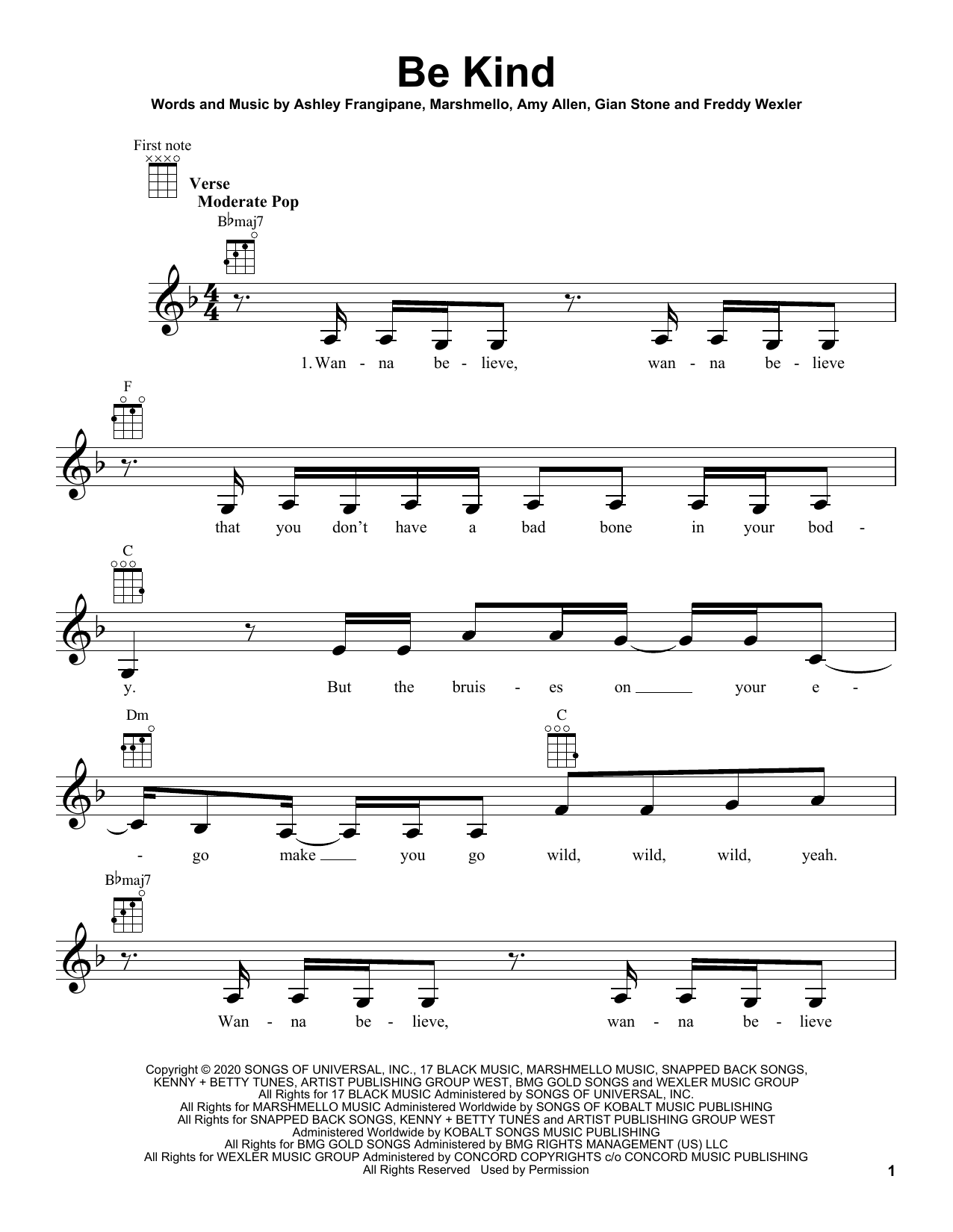 Marshmello & Halsey Be Kind Sheet Music