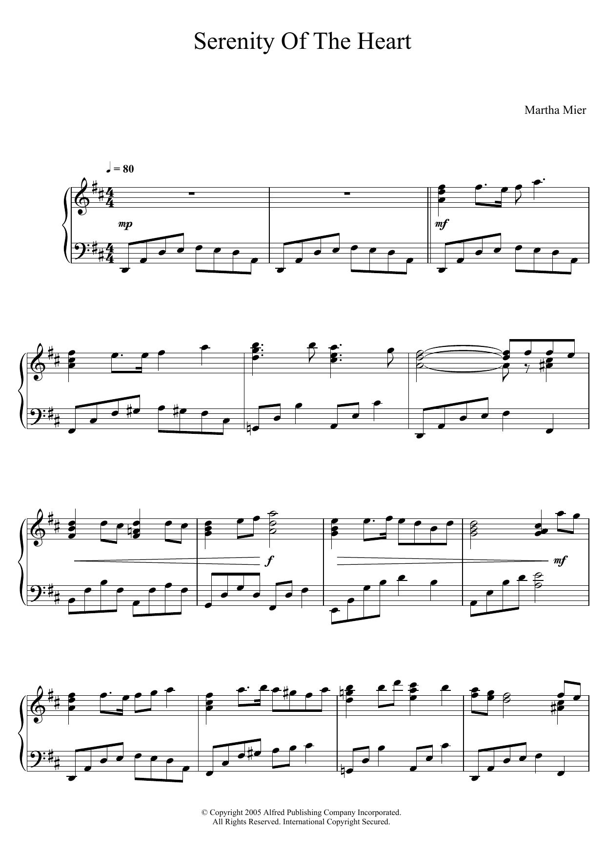 Martha Mier Serenity of the Heart Sheet Music