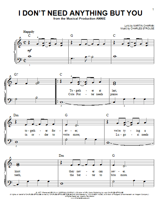 Martin Charnin I Don't Need Anything But You Sheet Music