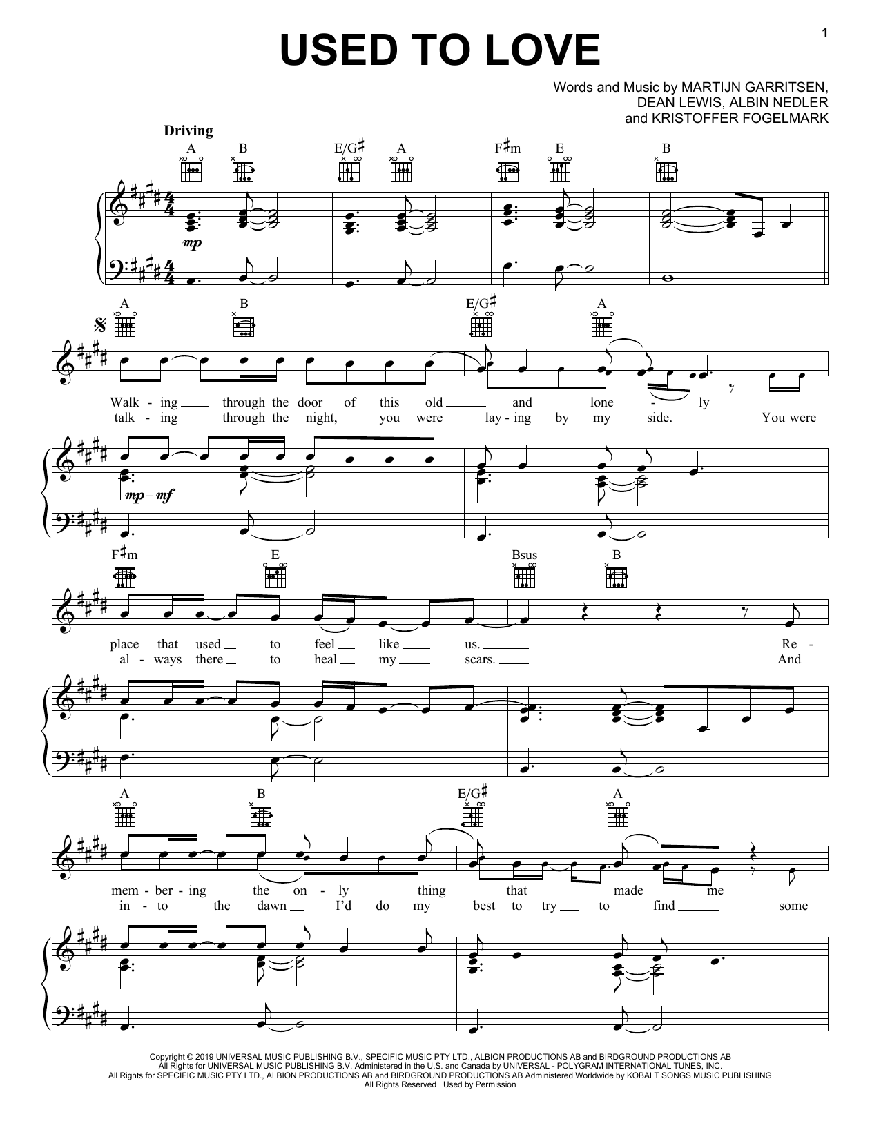 Martin Garrix & Dean Lewis Used To Love Sheet Music
