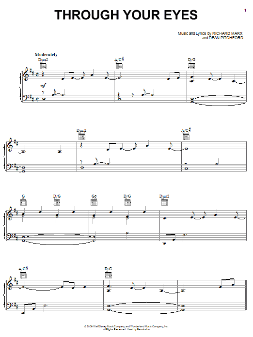 Martina McBride Through Your Eyes Sheet Music