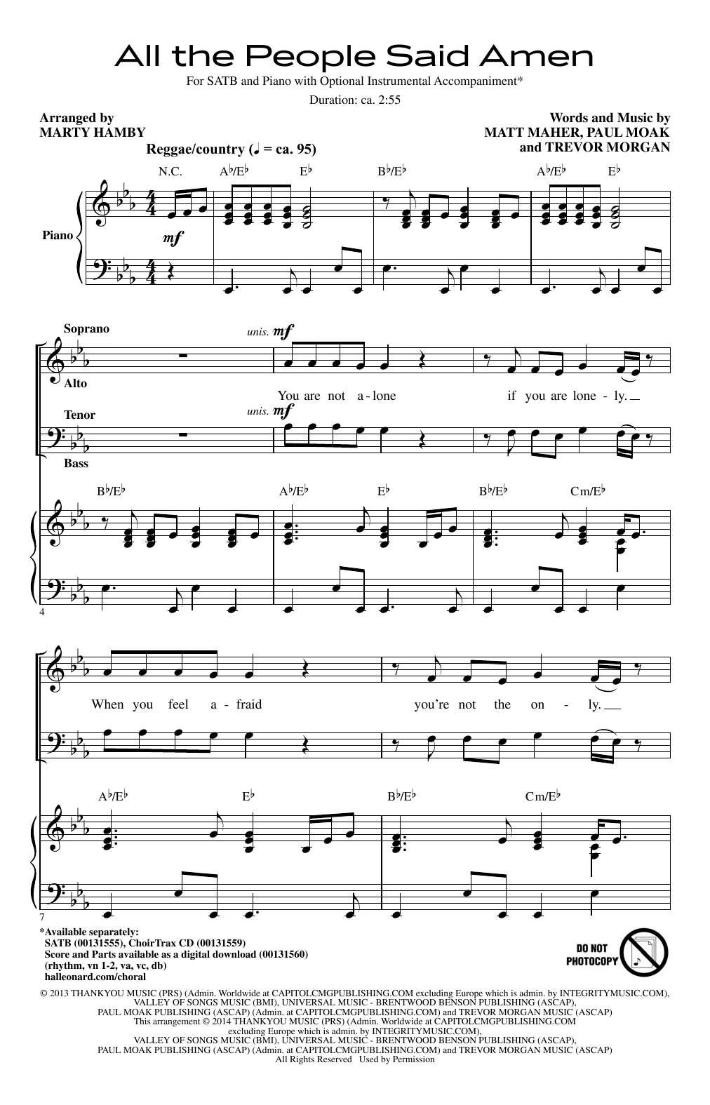 Marty Hamby All The People Said Amen Sheet Music