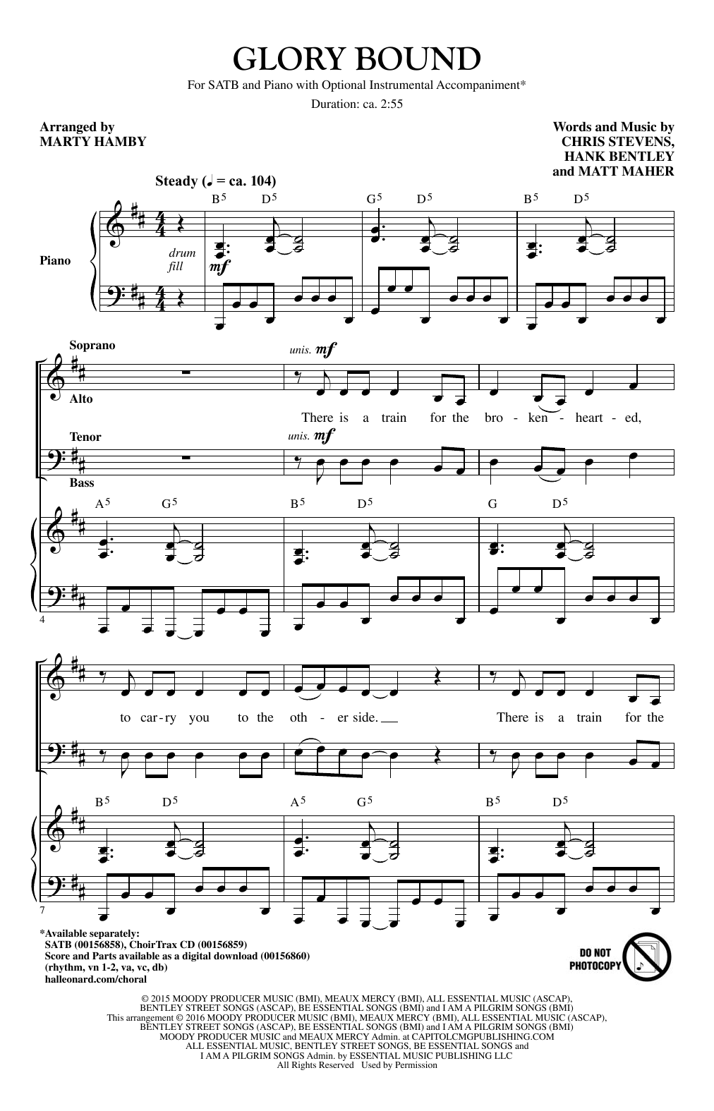 Marty Hamby Glory Bound Sheet Music