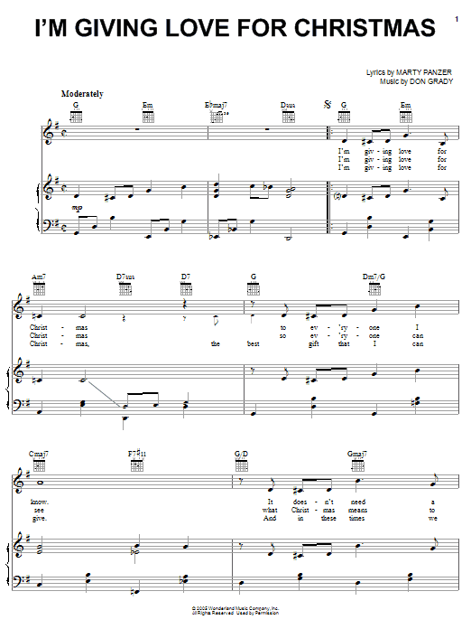 Marty Panzer I'm Giving Love For Christmas Sheet Music