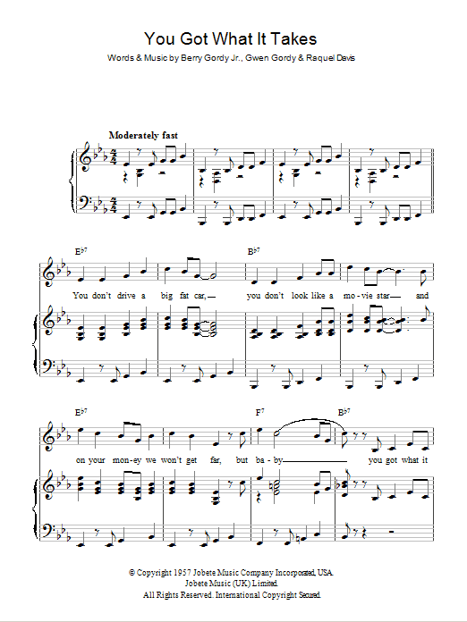 Marv Johnson You Got What It Takes Sheet Music