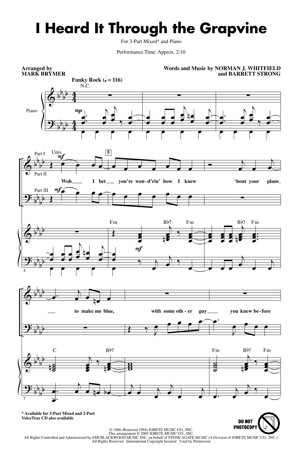 Marvin Gaye I Heard It Through The Grapevine (arr. Mark Brymer) Sheet Music