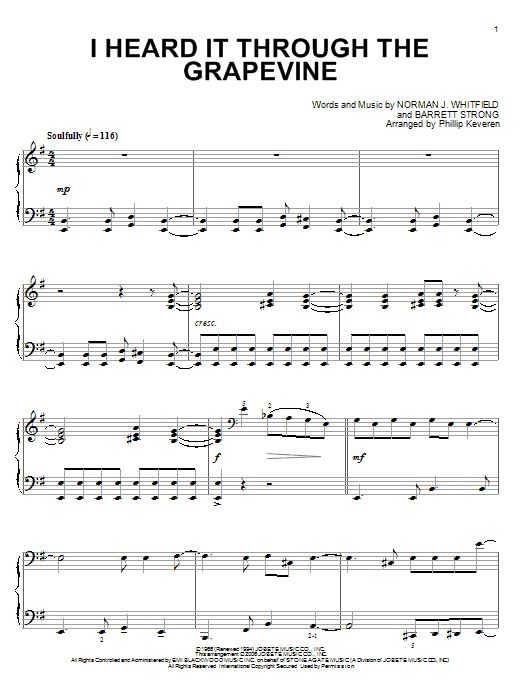Marvin Gaye I Heard It Through The Grapevine (arr. Phillip Keveren) Sheet Music