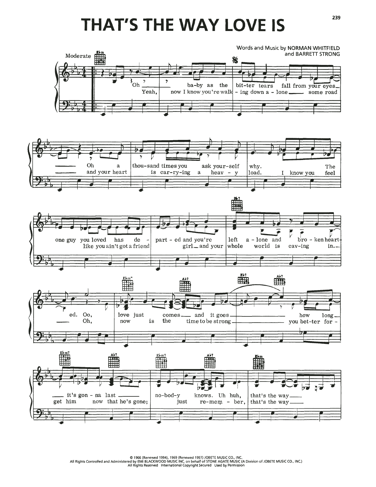 Marvin Gaye That's The Way Love Is Sheet Music