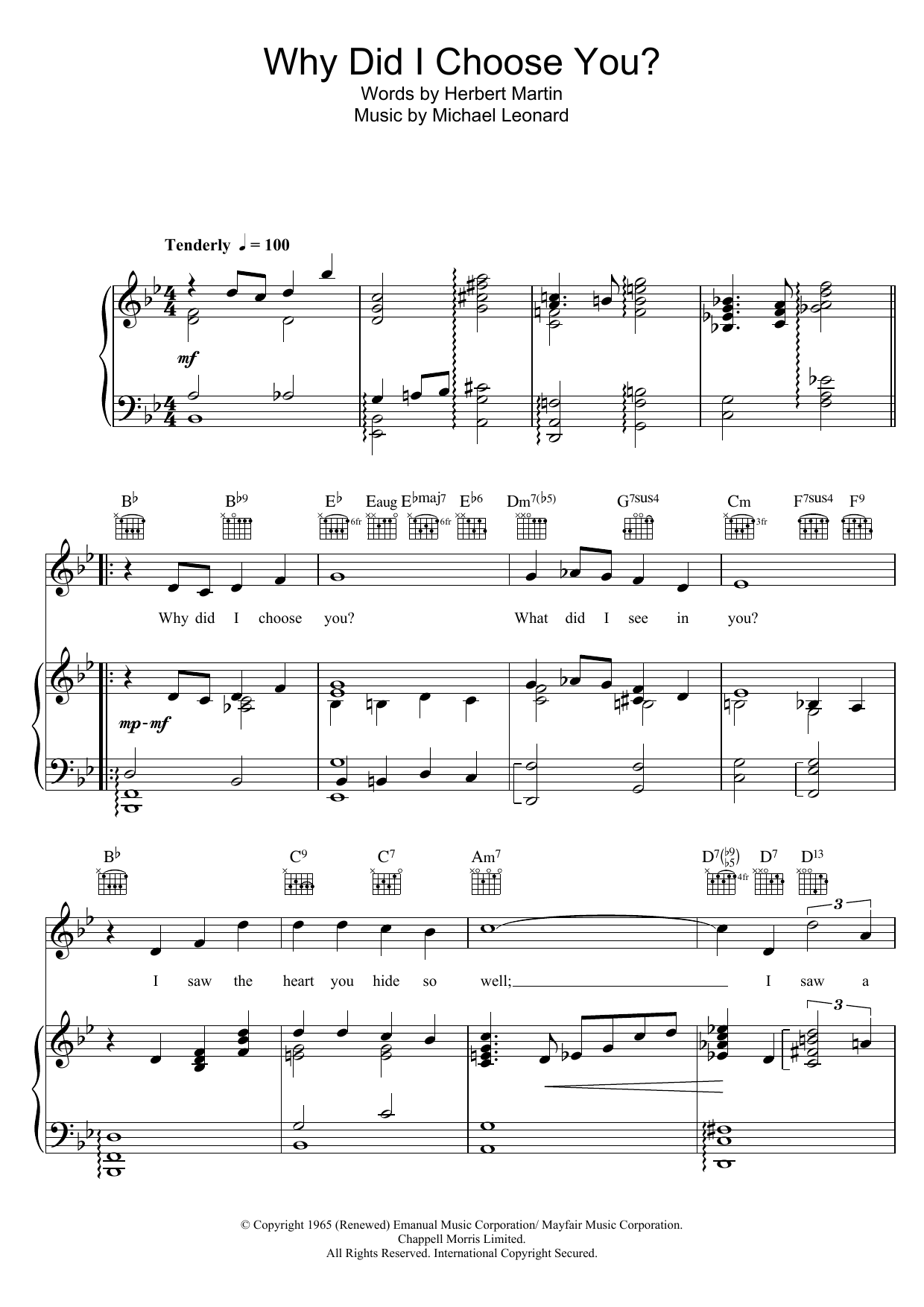 Marvin Gaye Why Did I Choose You? Sheet Music