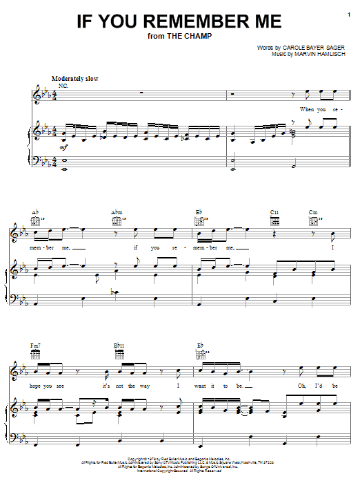 Marvin Hamlisch If You Remember Me Sheet Music