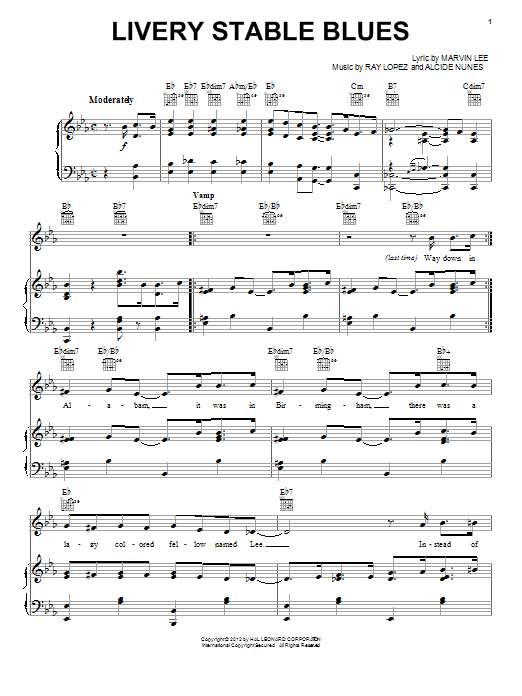 Marvin Lee Livery Stable Blues (Barnyard Blues) Sheet Music