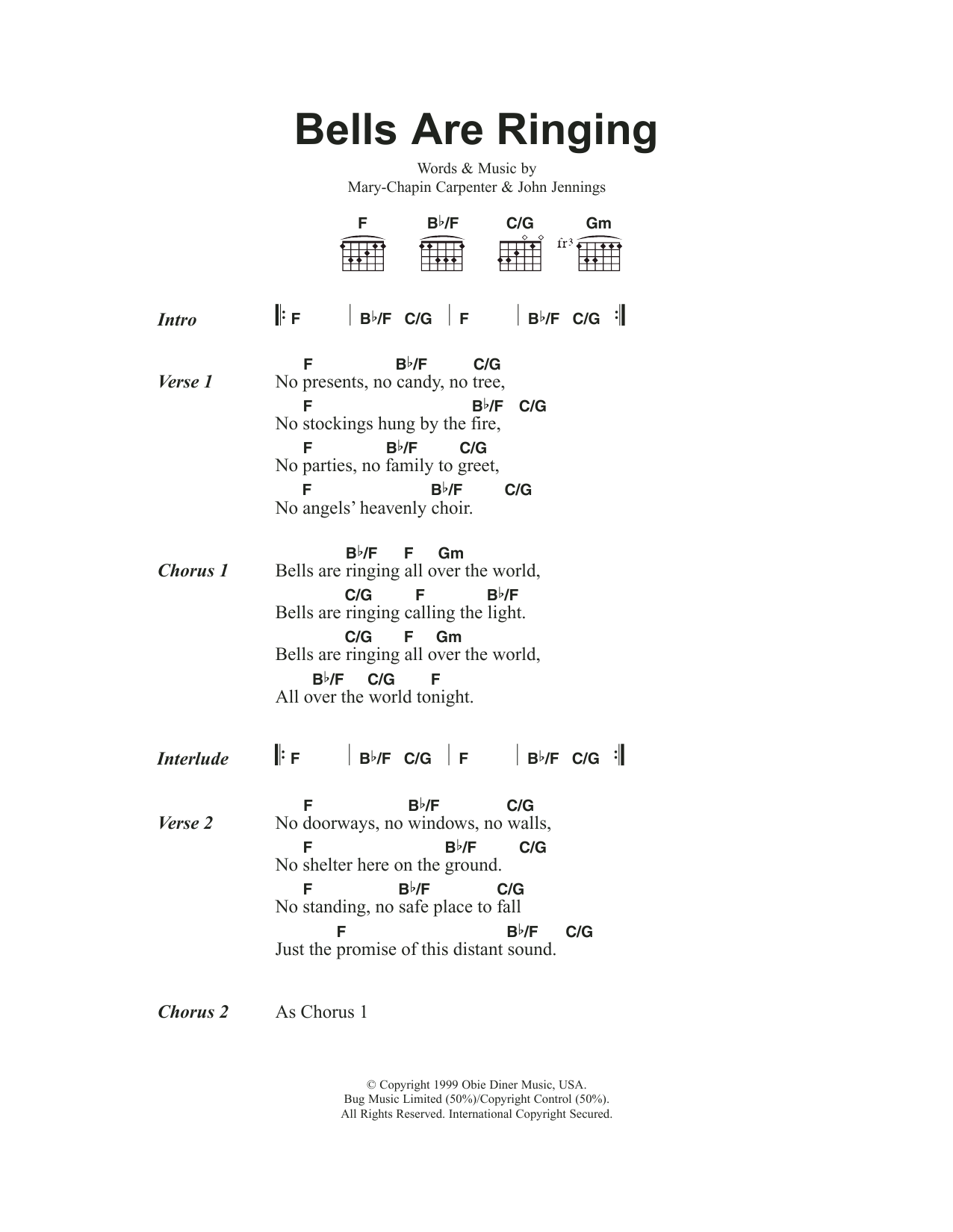 Mary Chapin Carpenter Bells Are Ringing Sheet Music