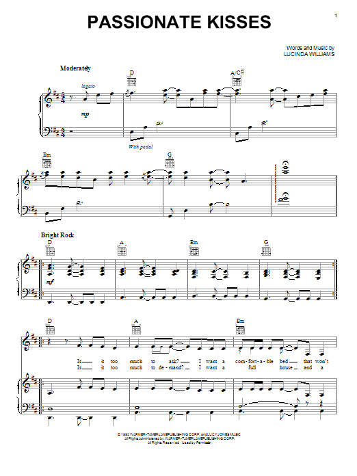 Mary Chapin Carpenter Passionate Kisses Sheet Music