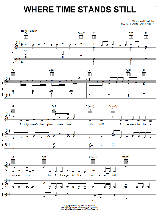 Mary Chapin Carpenter Where Time Stands Still Sheet Music