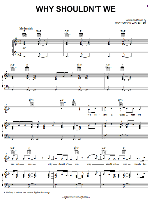 Mary Chapin Carpenter Why Shouldn't We Sheet Music