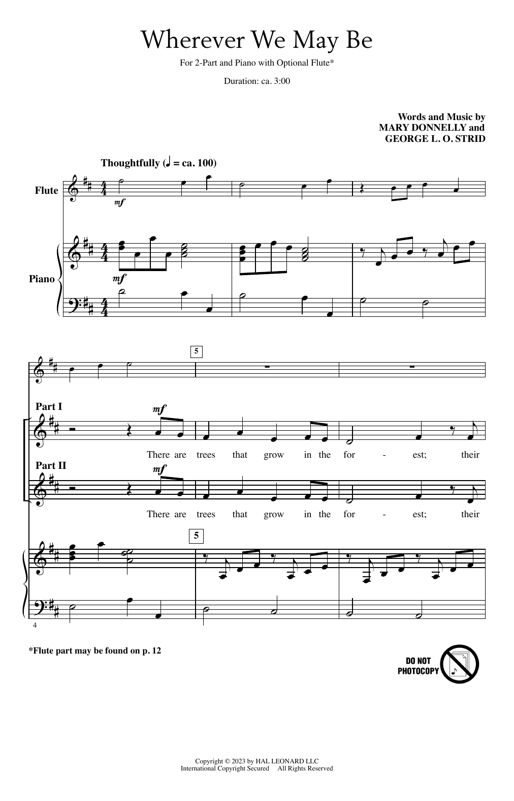 Mary Donnelly and George L.O. Strid Wherever We May Be Sheet Music