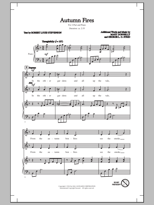Mary Donnelly Autumn Fires Sheet Music