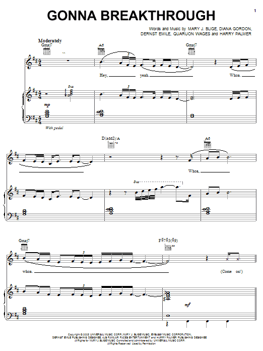 Mary J. Blige Gonna Breakthrough Sheet Music