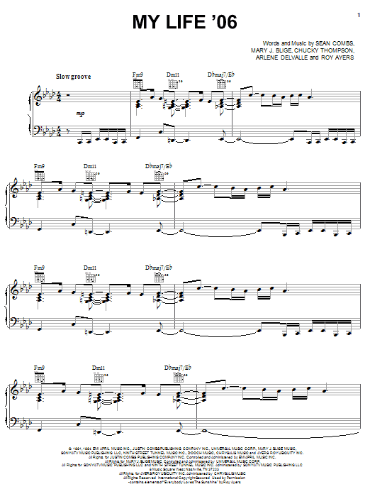 Mary J. Blige My Life '06 Sheet Music