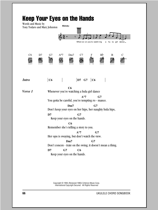 Mary Johnston Keep Your Eyes On The Hands Sheet Music