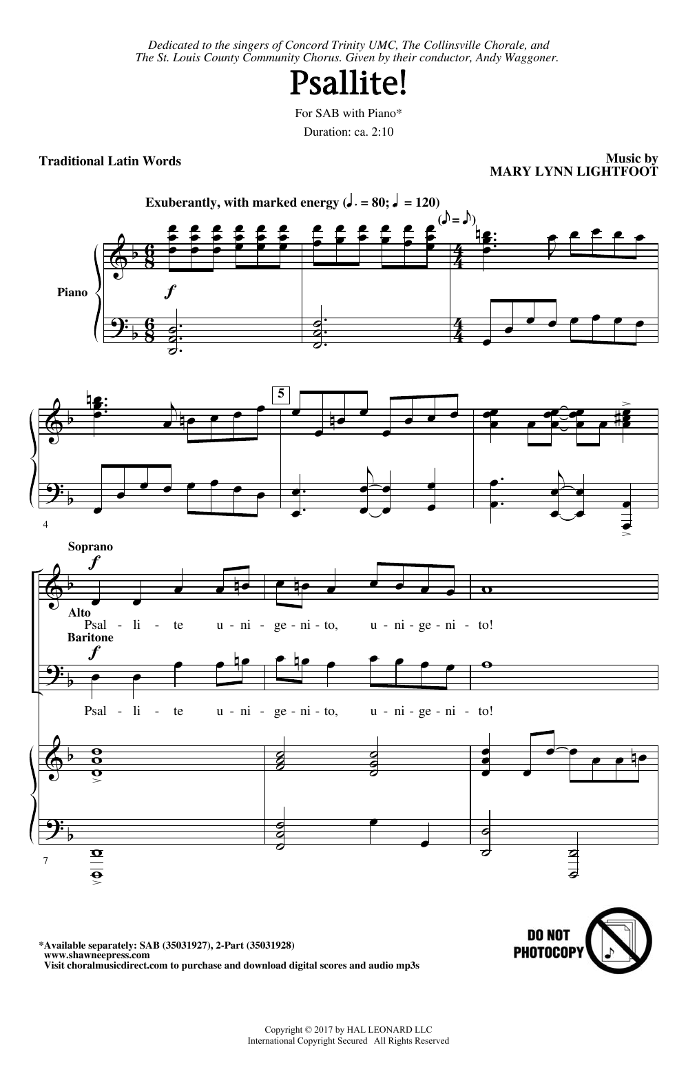 Mary Lynn Lightfoot Psallite! Sheet Music